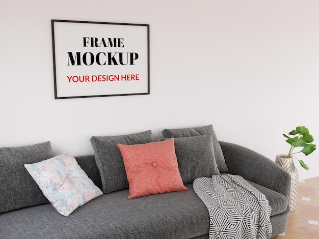 Photo Frame Mockup in the Modern Living Room