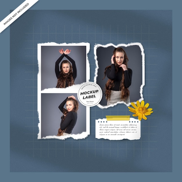 Photo frame mockup mood board fashion style for design portfolio social media