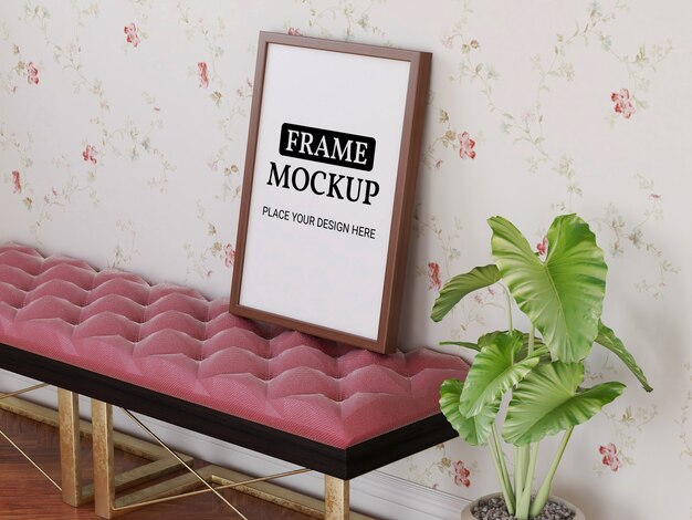 Photo frame mockup realistico sulla sedia