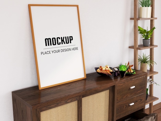 Photo frame mockup realistic on the desk