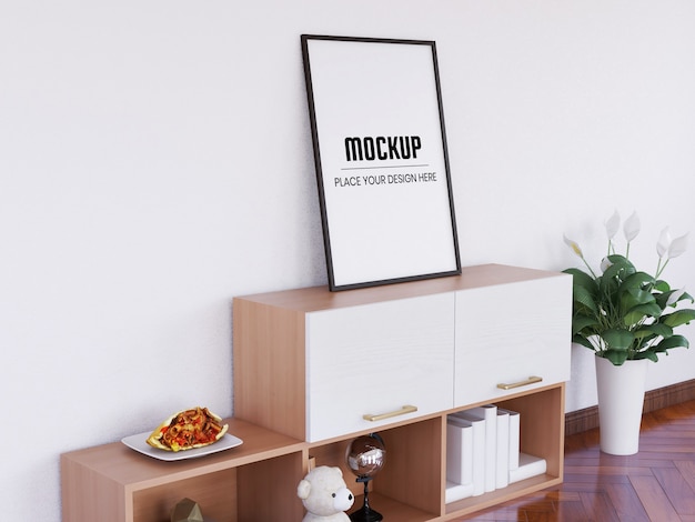 Photo frame mockup realistic on the desk