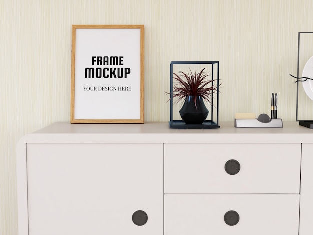 PSD photo frame mockup realistico sulla scrivania