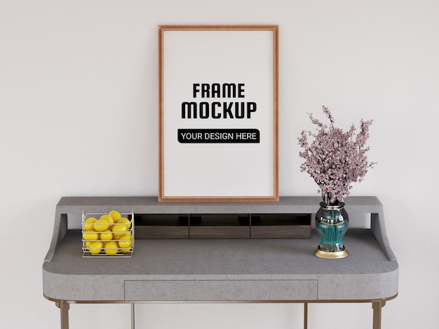 Photo frame mockup realistic on the desk