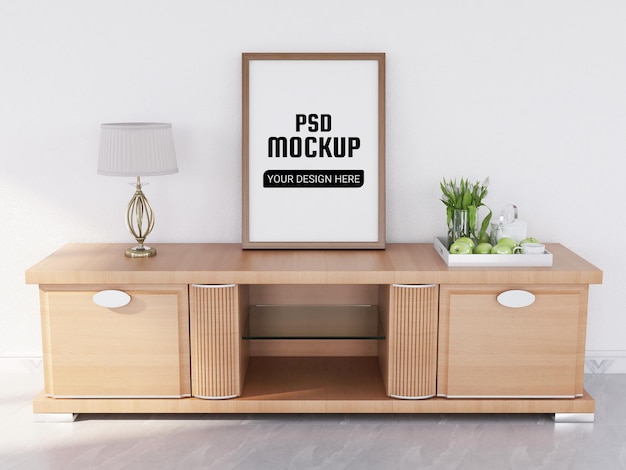 Photo frame mockup realistic on the desk