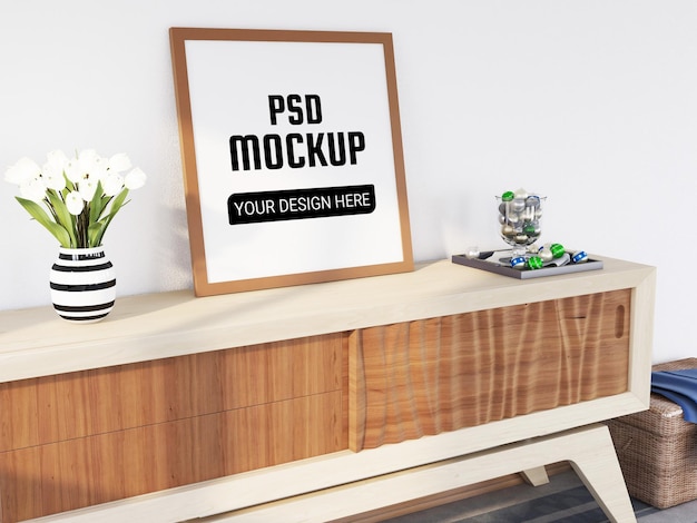 PSD photo frame mockup realistico sulla scrivania