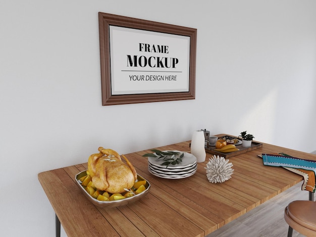 Photo Frame Mockup Realistic in the Dining room