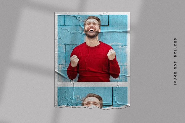 photo frame mockup on torn paper texture