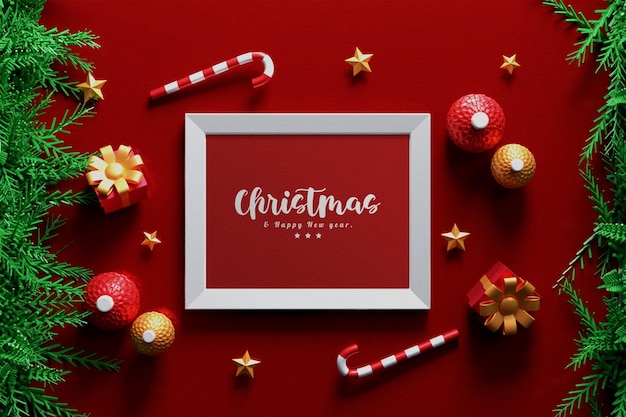 Photo frame mockup with chritsmas background or frame mockup with christmas background