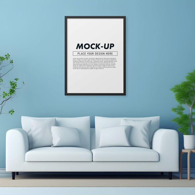 Photo frame mockup with modern interior home decor