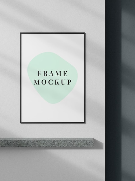 Photo frame mockup with natural light shadow