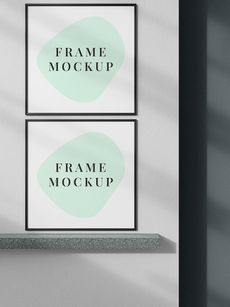 Photo frame mockup with natural light shadow