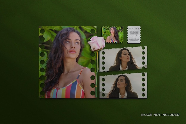 Photo Frame Mockup with Paper 3d Rendering Psd File