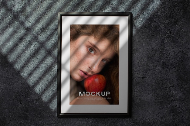 PSD photo frame mockup with shadow