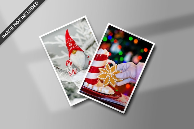 Photo frame polaroid template christmas and new year mockup