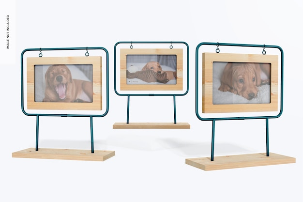 PSD photo frame stand set mockup