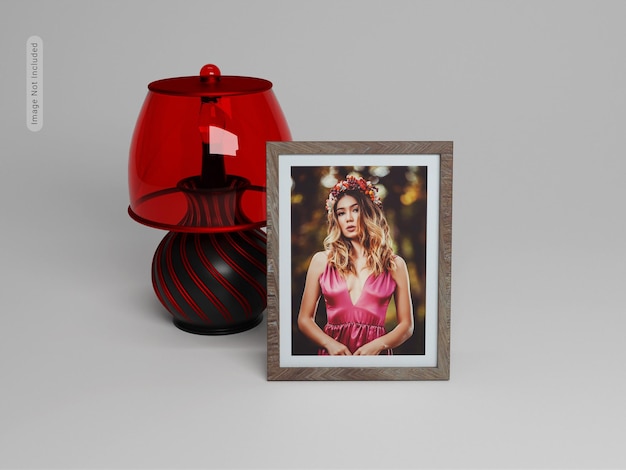 Photo frame with lamp mockup