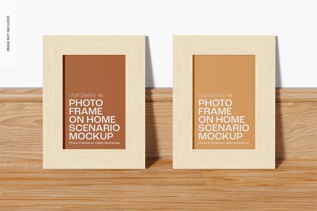 PSD photo frames on home scenario mockup