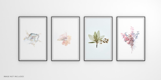 PSD photo frames isolated on the white wall creative mood board frames mockup 3d rendering