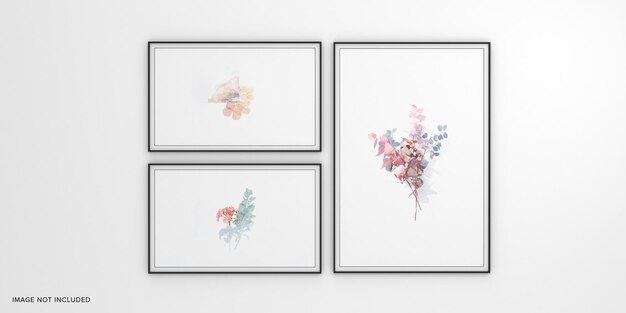 Photo Frames Isolated On The White Wall Creative Mood Board Frames Mockup 3d Rendering