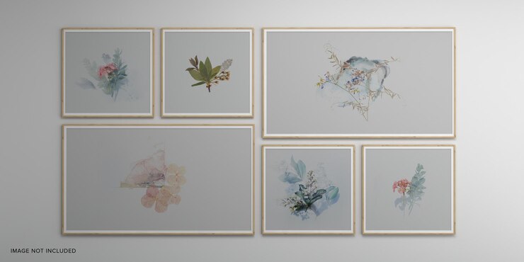 Photo frames isolated on the white wall Creative mood board frames mockup 3d rendering