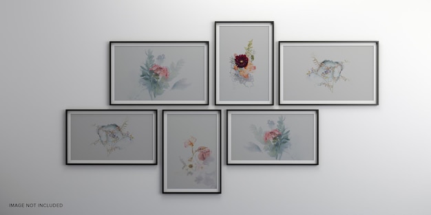 PSD cornici per foto isolate sul muro bianco mockup di cornici creative mood board rendering 3d