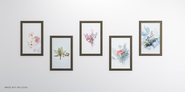 photo frames isolated on the white wall creative mood board frames mockup 3d rendering