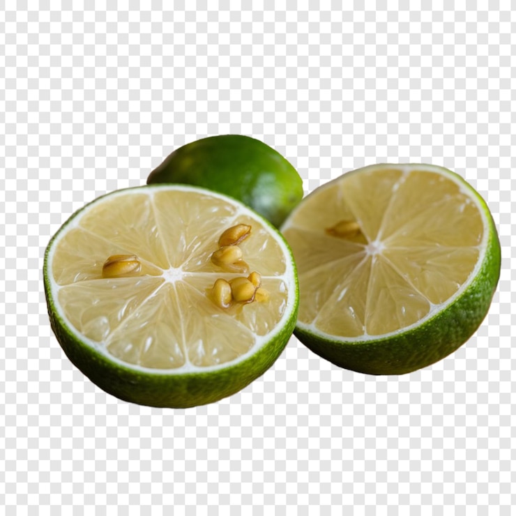 PSD a photo of a fresh half lime slice on white background