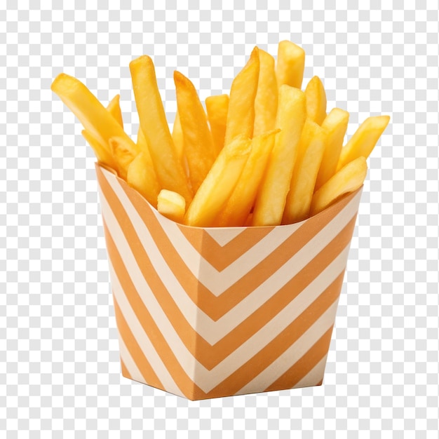 A photo of fries box isolated on transparency background psd