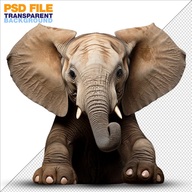 PSD photo front view of an cute elephant