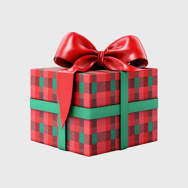 PSD photo of gift box in christmas style with ribbon and bow without background