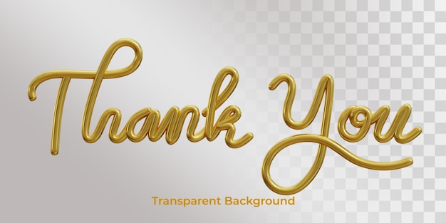 A photo of a golden thank you text on a transparent background.