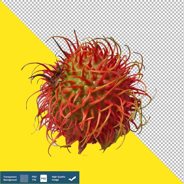 PSD a photo image of a rambutan on white background transparent background png psd