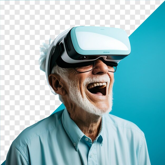 PSD photo of a man wearing vr headset on transparent background