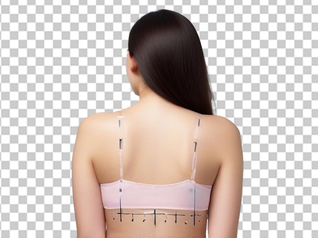 PSD photo markings are free photo back view of woman posing while wearing a body shaperon female breast before plastic surgery mammoplasty
