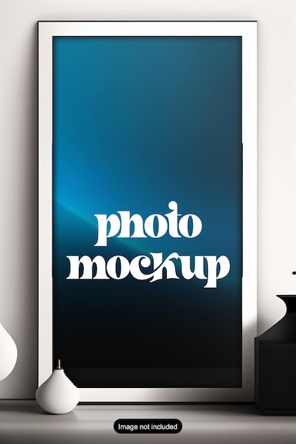 PSD a photo mockup on a screen with a black object behind it