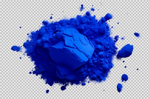 PSD 투명한 배경에 고립된 강렬한 파란색 가루  ⁇ 어리의 사진