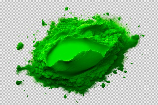 PSD photo of a pile of bright green powder isolated on a transparent background for the celebration of t