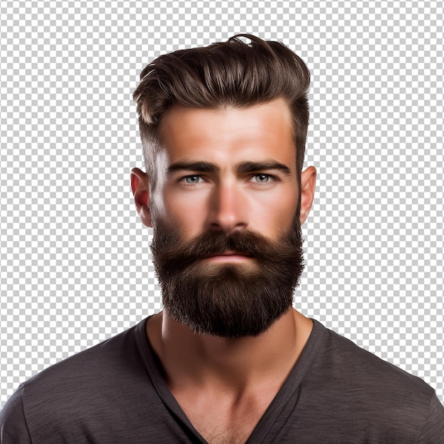 PSD photo portrait of handsome young bearded man while standing