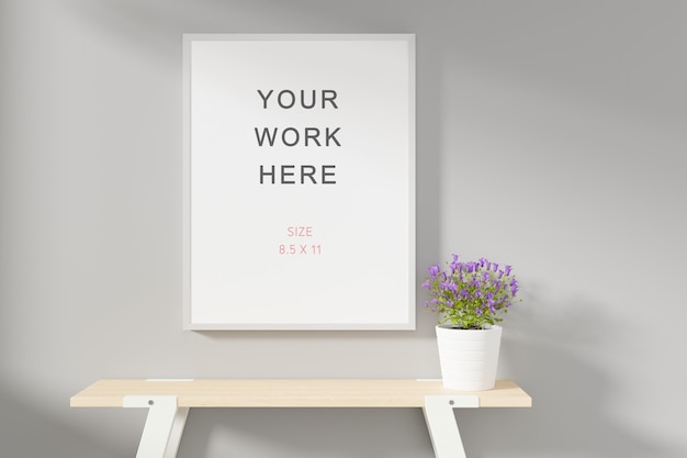 PSD photo or poster frame mockup 3d rendering