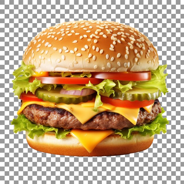 Фотореалистичный классический гамбургер на прозрачном фоне PSD
