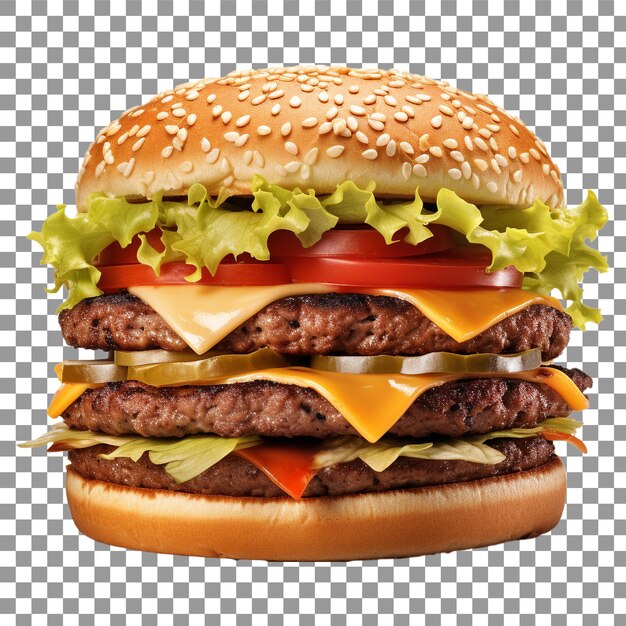 PSD photo realistic classic hamburger in psd transparent background