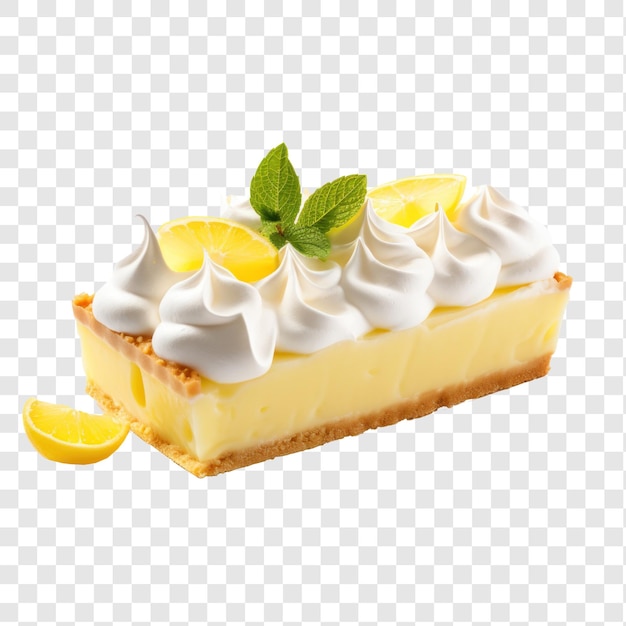 A photo of a rectangular lemon pie over on transparency background PSD