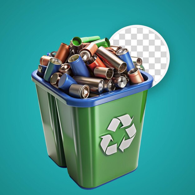 PSD una foto di un cestino del riciclaggio con il simbolo di smistamento