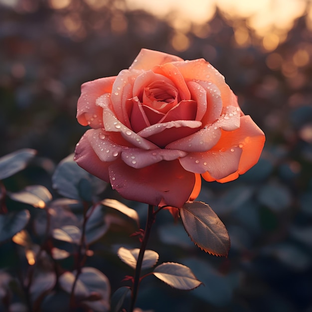 PSD una foto di una rosa nel pomeriggio