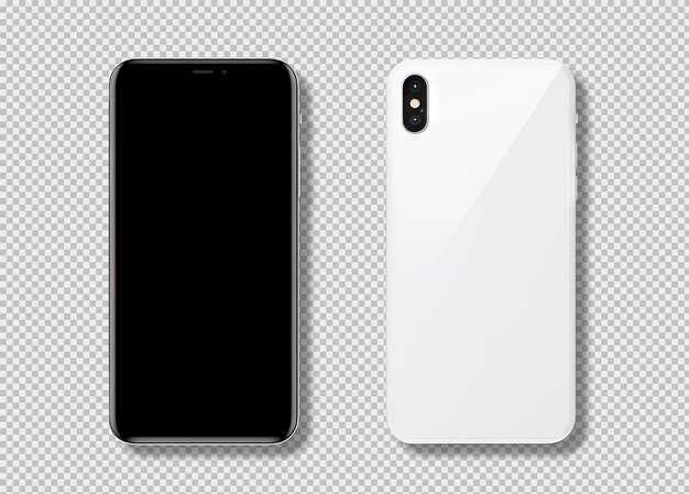 PSD photo of smartphone from front and back isolated on a transparent background