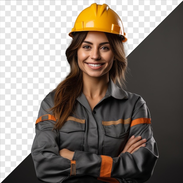 PSD photo of a smiling worker on transparent background