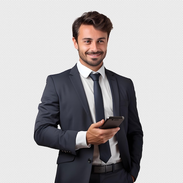 PSD photo of a successful and smiling businessman in a suit without background