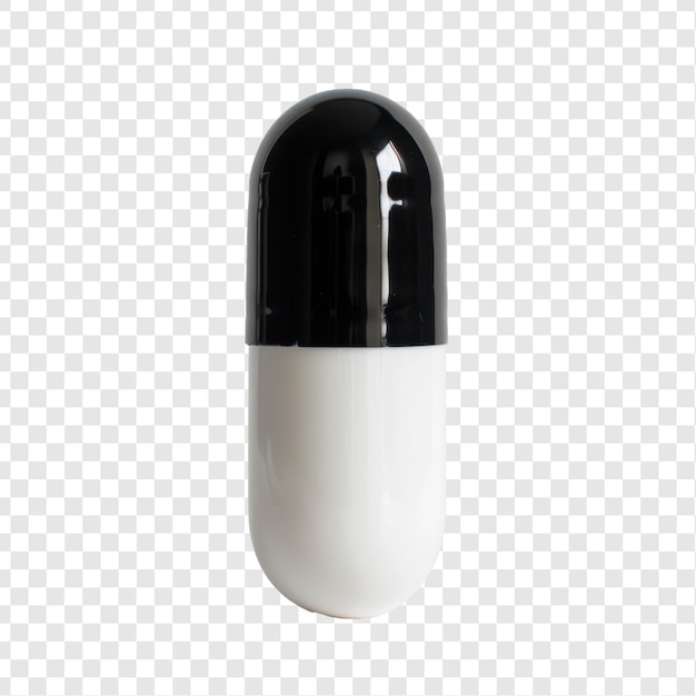 Photo of a two tone white and black capsule on transparency background psd