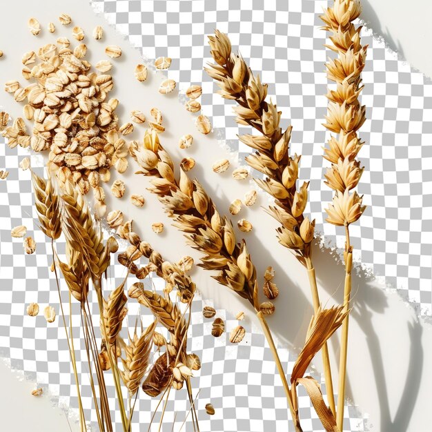 PSD una foto di orecchie di grano su uno sfondo a scacchi