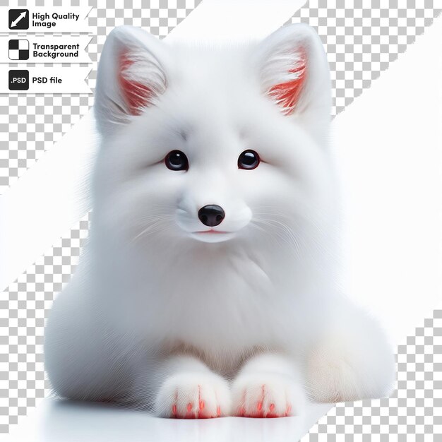 PSD a photo of a white puppy with a black background with a white nose